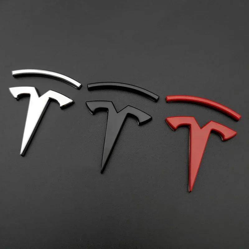 Car Sticker 2025 Hot Suitable for Tesla logo metal car stickers, refit side stickers, 3D personalized creative rear stickers For