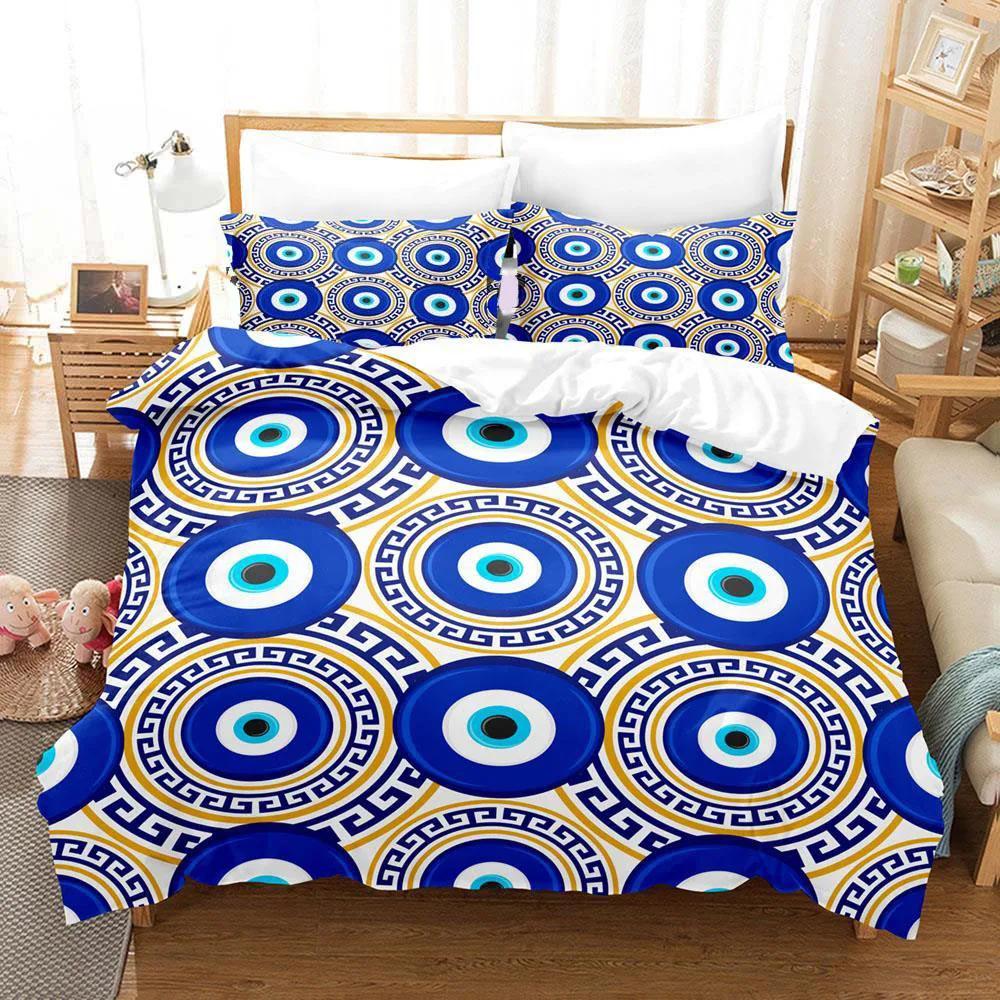 Hip Hop Turkish Evil Eye Bedding Set Single Twin Full Queen King Size Aldult Boys Man Bedroom Duvet Covers Sheet Set