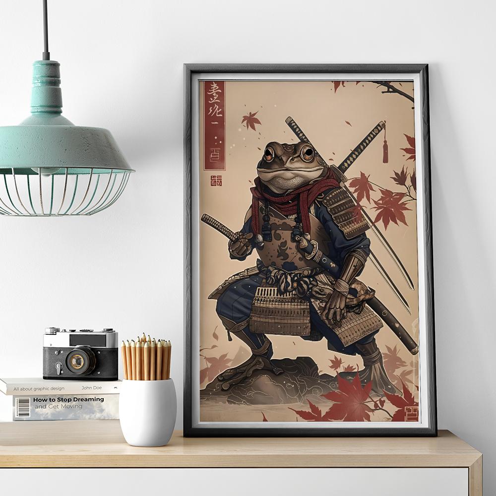 1 Stück Japanisches Panda Hase Fuchs Löwe Schildkröte Samurai Poster HD Poster Heim Zimmer Bar Café Dekor Kunst Wandmalerei Bild