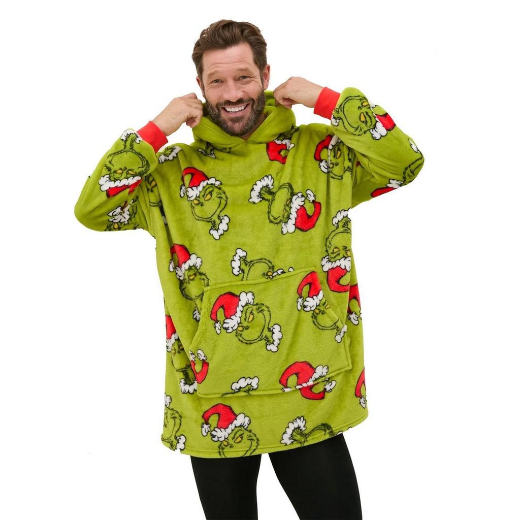 THE GRINCH Unisex Adult Sherpa Fleece Oversized Christmas Hoodie Blanket