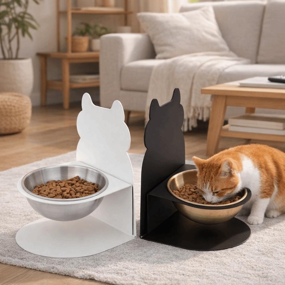 Detachable Adjustable Food Feeder Anti-Tip Anti-slip Pet Feeding Dish with Magnetic Stand Protects Cervical