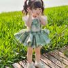 Mädchen Lolita Kleid Prinzessin Kleid Hemd + Gürtel Kleid Anzug Plaid Kleid Zweiteiliges Set Frühling Sommer und Herbst