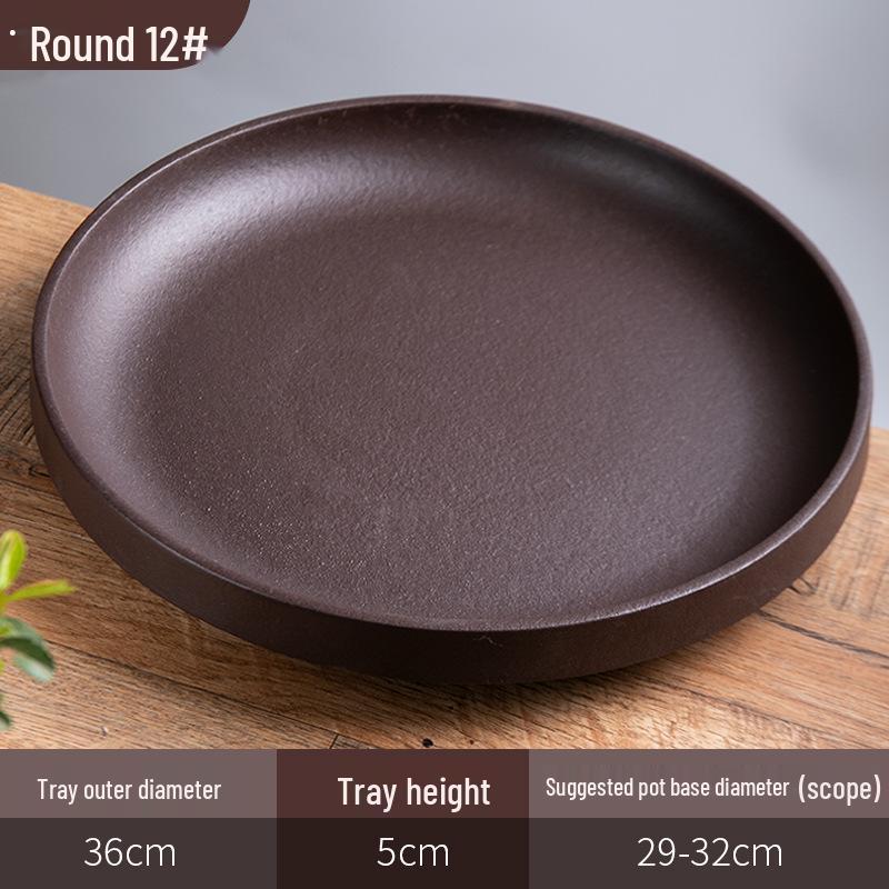 Purple Clay Ceramic Flower Pot Tray - Rectangular/Round Base for Water Catching Bonsai