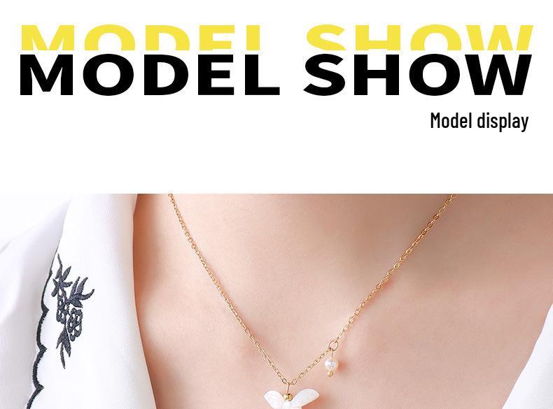 Seashell Carved Butterfly Pearl Necklace - Korean Style Pendant Jewelry