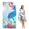Cute Dolphin Beach Towel, Summer Ocean Design, Cartoon Sea Animal Art, Soft Microfiber Towel For Kids & Adults