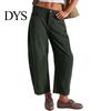 Pantaloni a coste a vita media a gamba larga da donna Vita elasticizzata Chiusura con bottone e zip Gamba larga Pantaloni casual con tasche Colore unito Pantaloni a barile