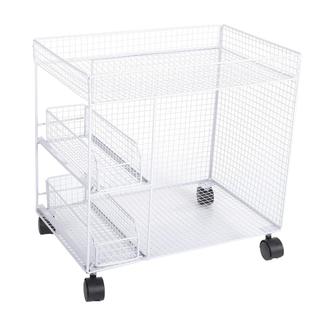Mobile Storage Rack Breathable Space Saving Kitchen   with 360 Degrees  Rotating Lockable Wheels Pull Out Baskets for Bowls Dishes