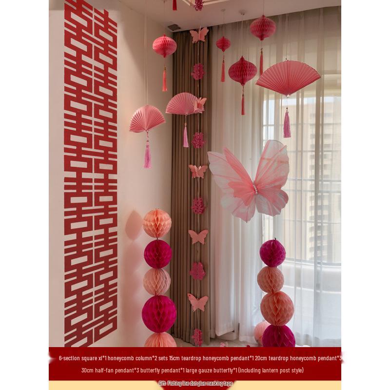 Woman's Bedroom & Living Room Wedding Decoration Set with Tinsel & Morning Robe Background