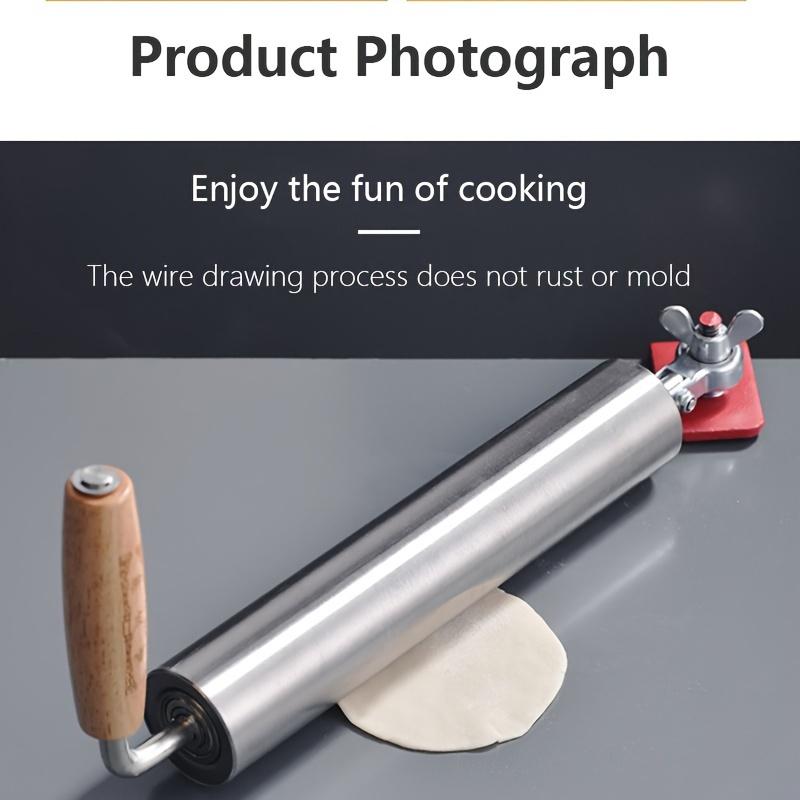 1pc Adjustable Rolling Pin, 304 Stainless Steel Heavy Duty Kitchen Rolling Pin with Ergonomic Handle for Perfectly Shaped Pastries, Dumplings