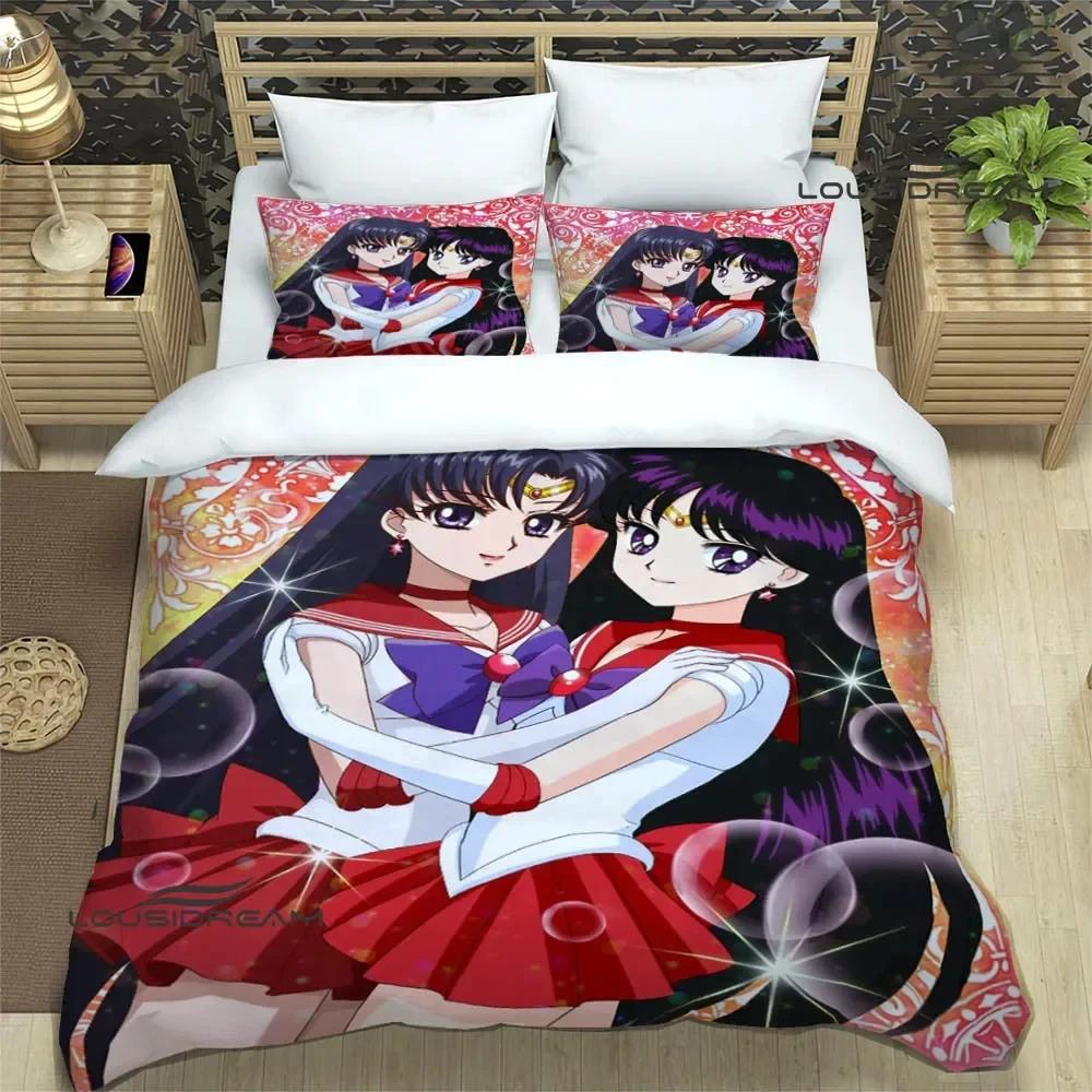 Set Biancheria da Letto Cartone Animato S-Sailor Moon Lussuoso Copripiumino Set Piumone Raffinate Biancheria da Letto Regalo di Compleanno