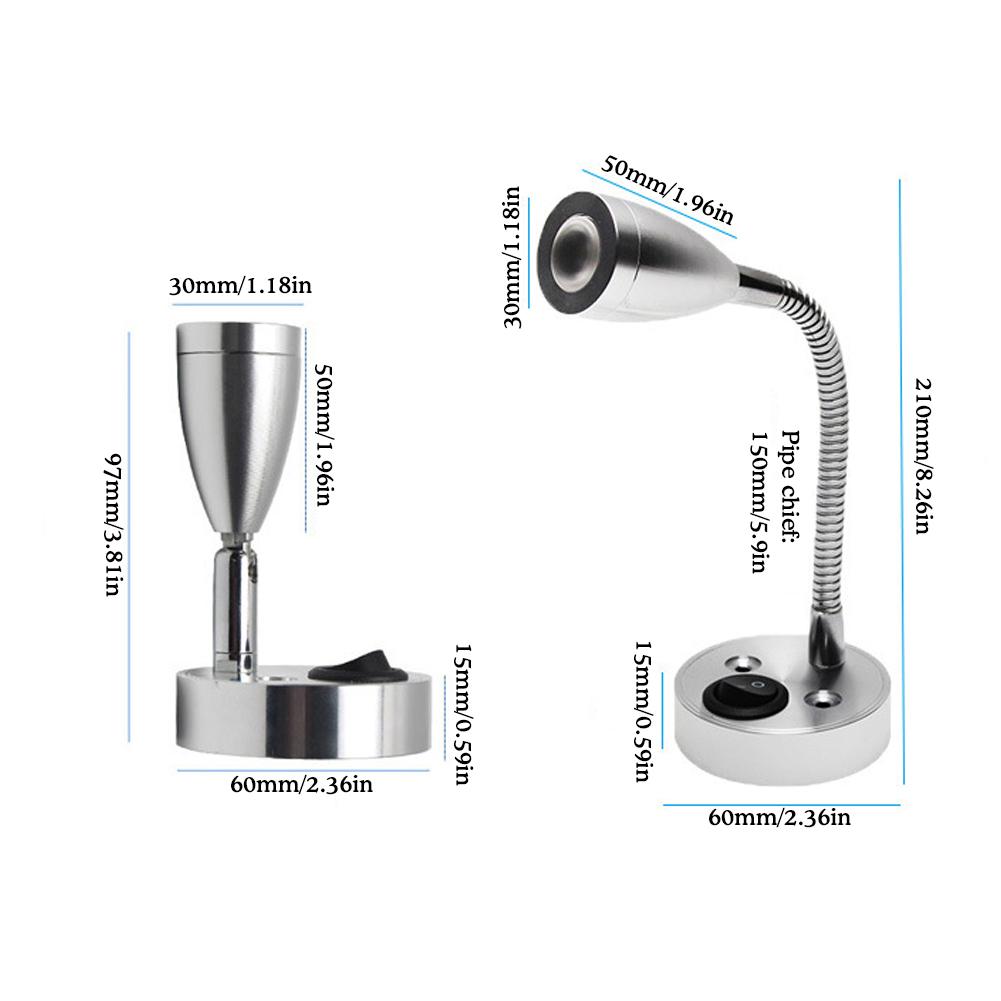 RV Lights Interior Reading Lamp LED Bedside Lamp 3W RV Wall Sconce Light Fixtures Rotatable Spot Lights Boat Camper Van Lamp