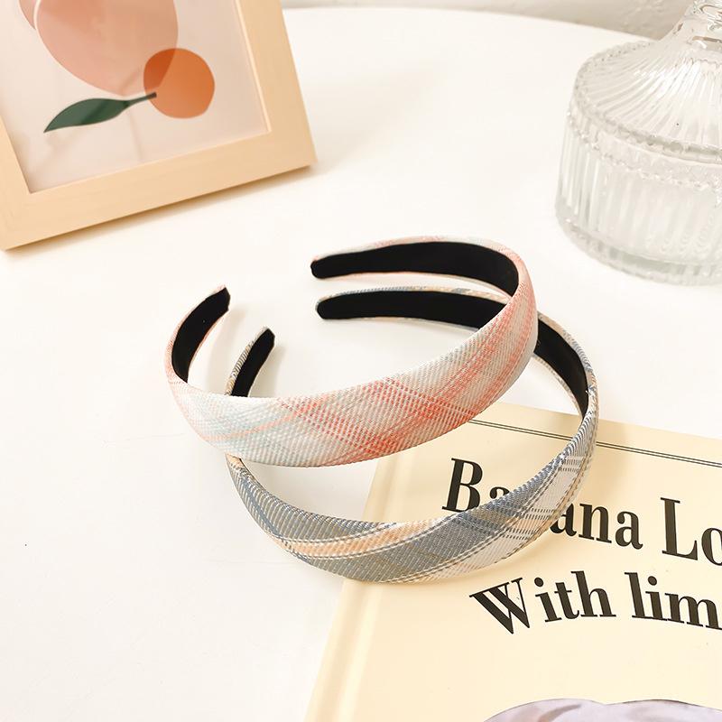 2 Stück/Set 2 cm dünner karierter Stoff-Haarreif für Frauen Mädchen tägliche Presse Haaraccessoires Koreanische JK Studentenuniform Kopfbedeckungen