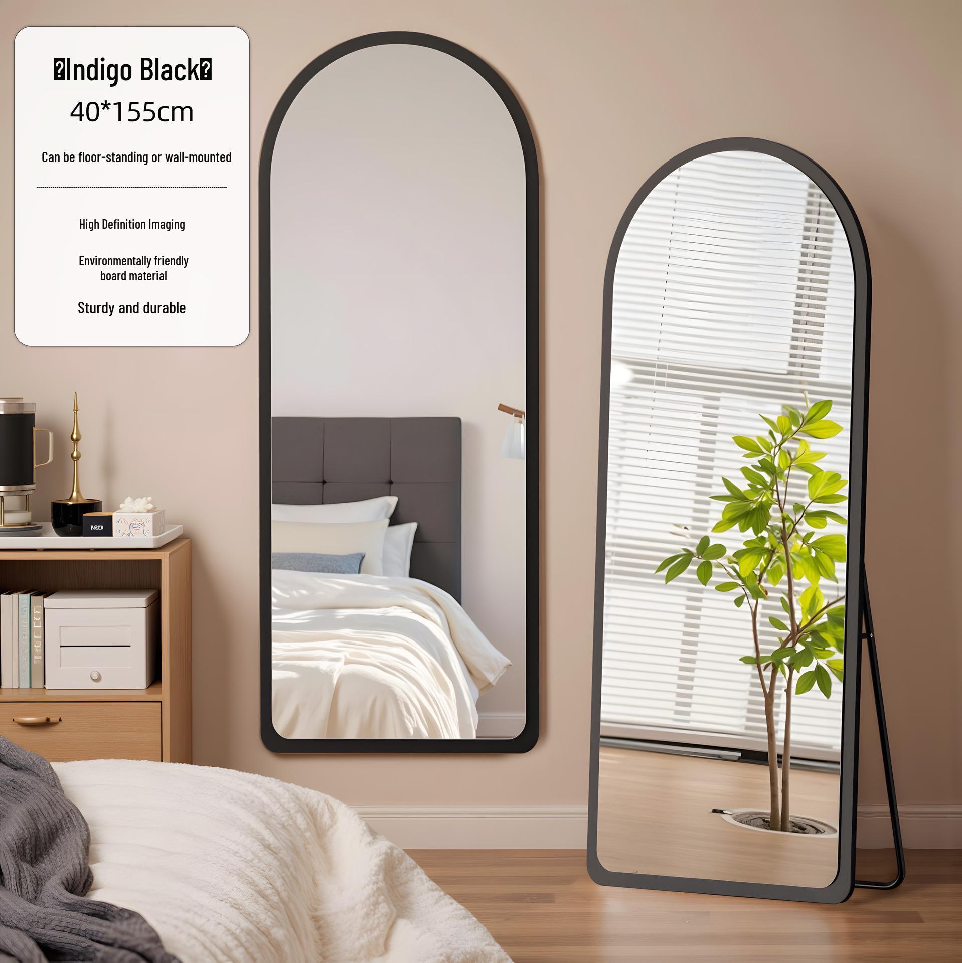 Senfu Solid Wood Full-Length Retro Dressing Mirror - Floor or Wall-Mounted for Clothing Stores or Girl s Bedrooms.
