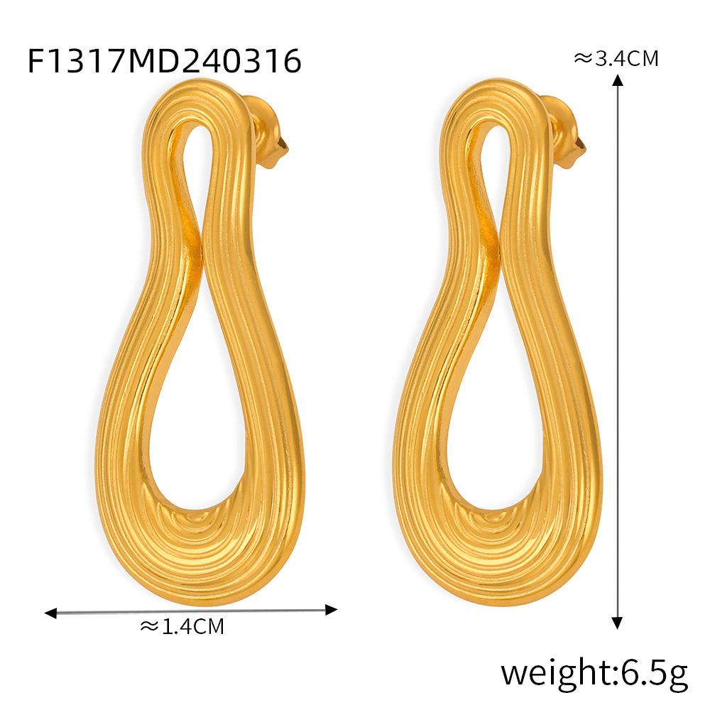 Exaggerated Geometric Design Irregular Earrings Titanium Steel Plated 18K Gold Light Luxury Temperament Non-Fading Earrings Set