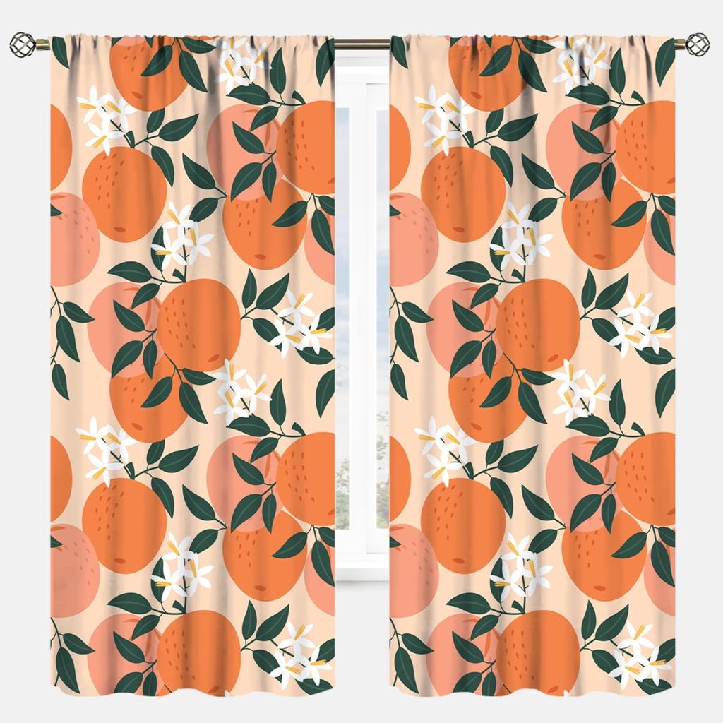 YCness Vintage Lemon Kitchen Curtains, Watercolor Floral Fruit Colorful Spring Nature Yellow Plants Retro Window Treatments for