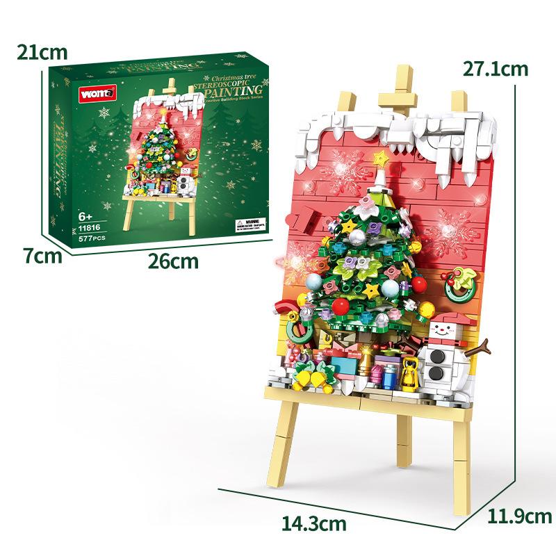 Christmas Tree Three-Dimensional Painting Decorative Painting Children'S Puzzle Assembly Building Block Toy Drawing Board Christmas Gift