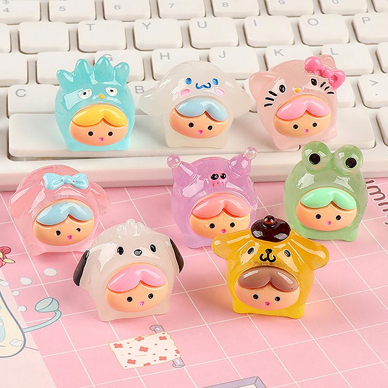 Cartoon Luminous Duck Resin Cabochon Miniature Dollhouse Accessories Diy Scrapbook Craft Christmas Decorations For Home