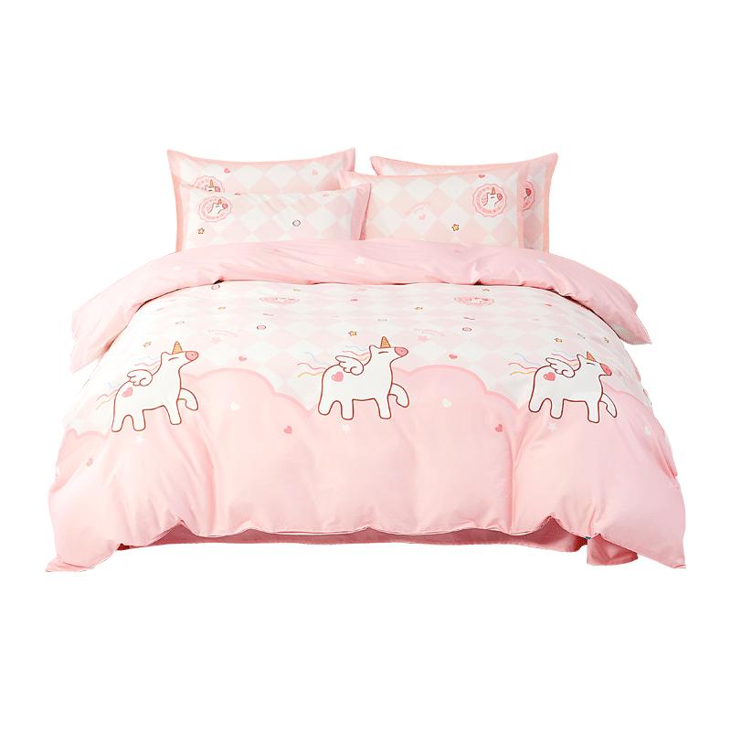 Mercury Home Textiles 100% Cotton Cartoon Anti-bacterial Bedding Set 1.2m Bed Fitted Sheet Style (Duvet 150x210cm)