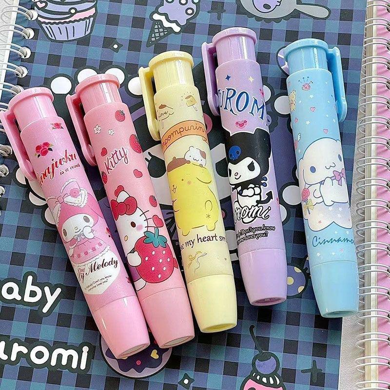 Creative Sanrio Kawaii Press Eraser Anime Hello Kitty Kuromi My Melody Cinnamoroll Cartoon Cute Stationery Gift Office Supplies