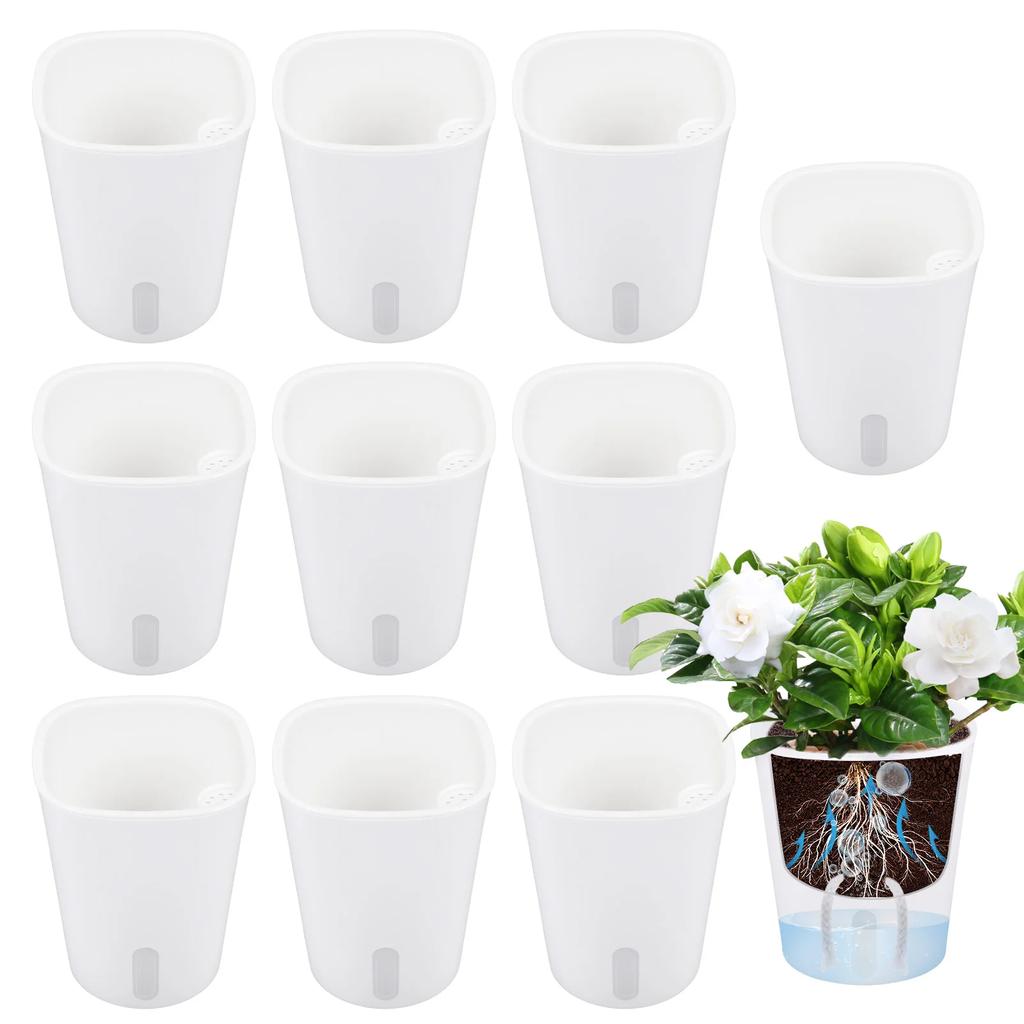 10 Pcs Self Watering Planter Lazy Hydroponic Flower Pot Plastic Translucent Self-absorbent Flower Pot Desktop Decoration