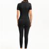 European & American Solid Color Yoga Two-Piece Set: Short Sleeve Top & Nine-Point Pants