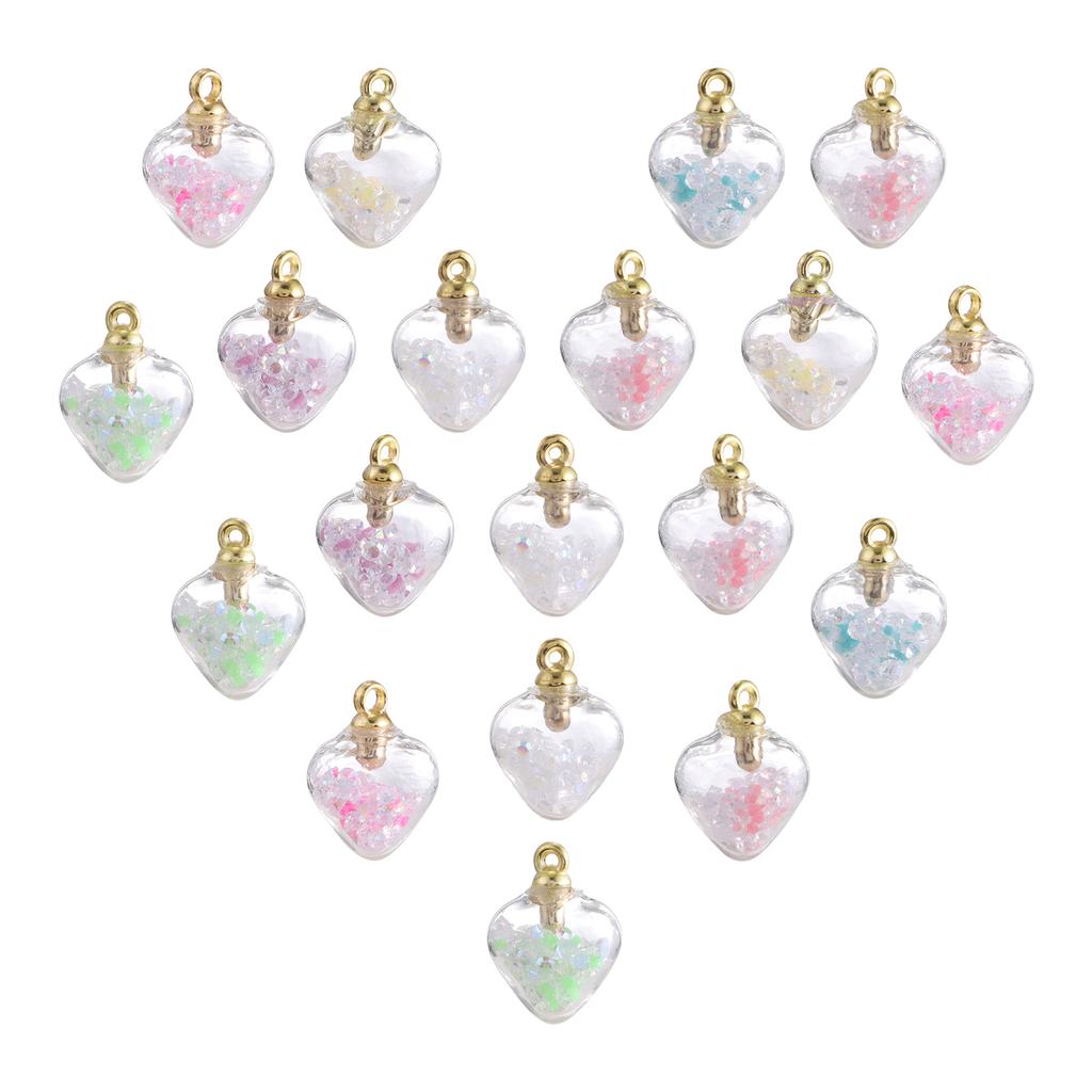 40pcs/pack Transparent Glass Ball Pendant DIY Handmade Jewelry Accessories Mixed Color Artificial Diamond Glass Ball