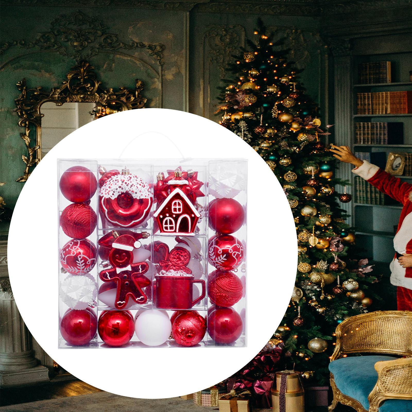 

74 штуки Рождественские шары Ёлочные игрушки Оригинальные Элегантные подвески Рождественские украшения для квартиры Red White