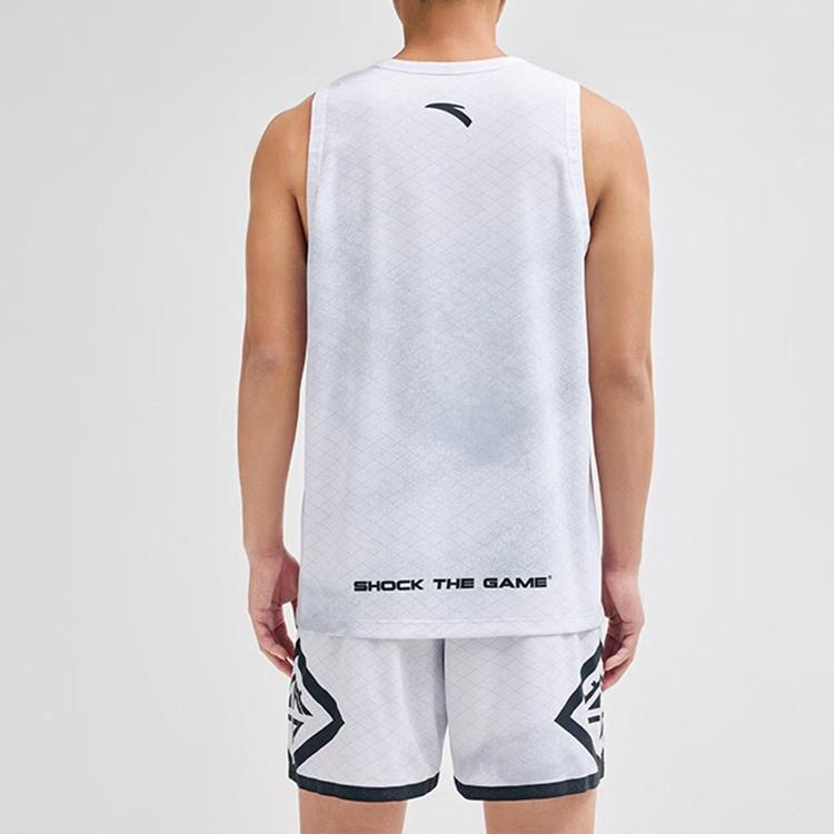 Anta Basketball Series Pattern Print Quick-Dry Game Jersey Set Men Sportswear Pure-White 152331201-1