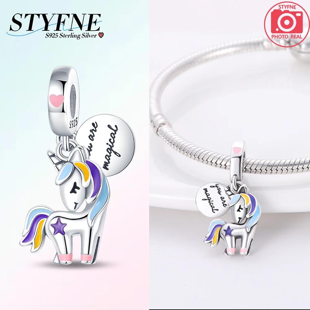 Sweet Romance Copper Cloud Rainbow Unicorn Shining Dreamy Charms Beads Fit 3Mm Original Bracelets Diy Fine Jewelry Making