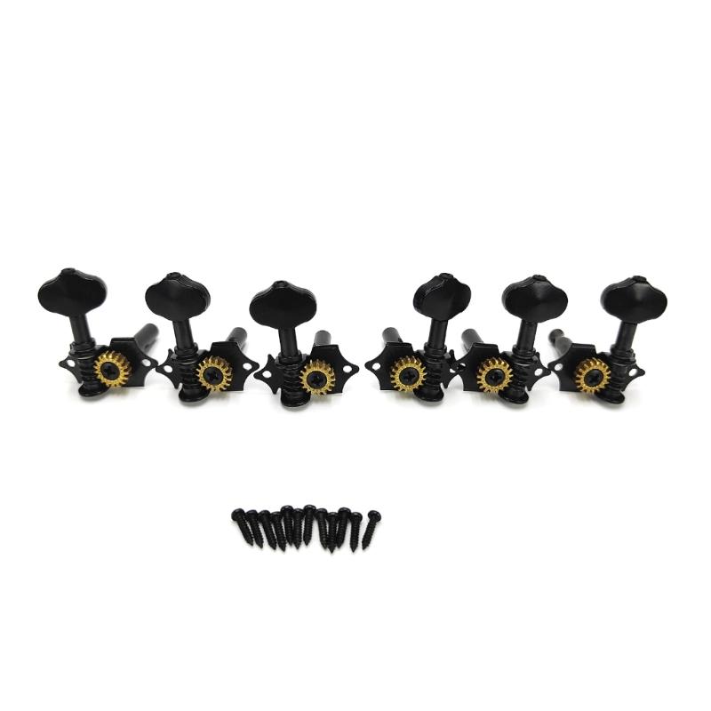 

Pieces Guitar Headstock Pegs with Open Back Designs Metal Guitar Head Knobs Metal Texture for Optimal Sound Enhancement чорний