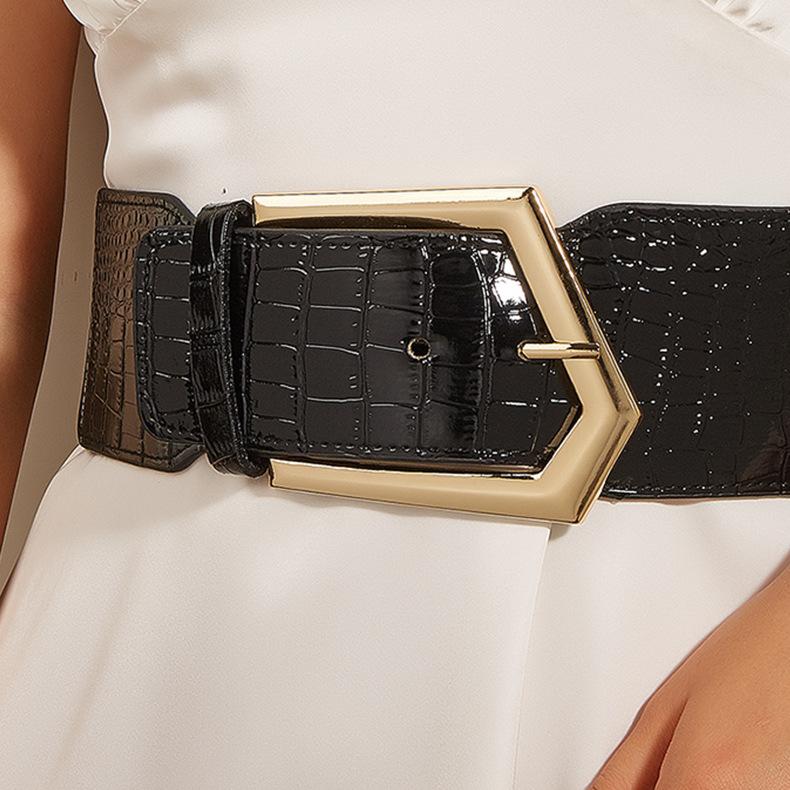 Wind Ladies Wide Belt Retro Elastic Elastic Waist Seal Dress Waist Decoration