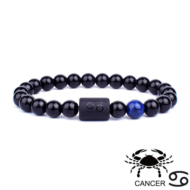 12 Constellation Bracelets Natural Black Onyx Bead Bracelet Star Sign Constellation Horoscope Couple Bracelet Friendship Jewelry