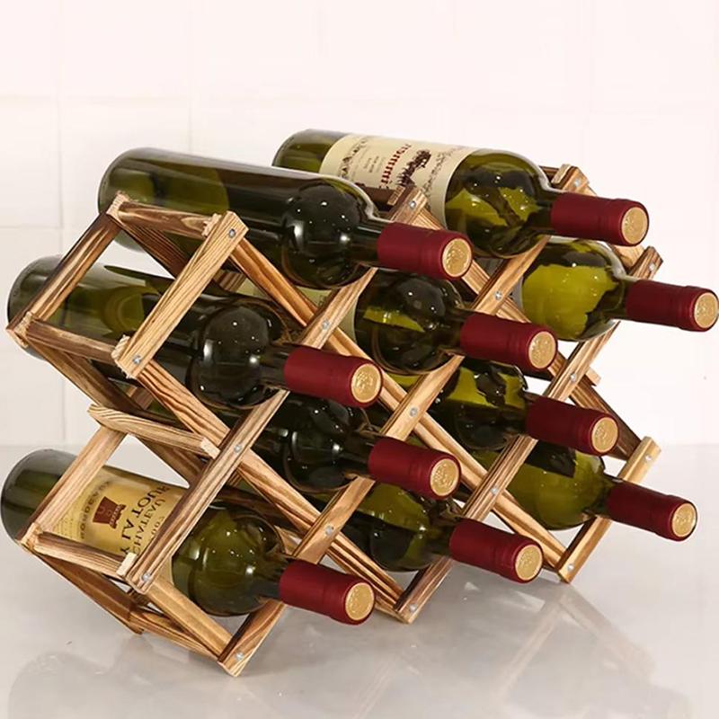 Red Wine Rack Wooden Display Rack Living Room Wine Cabinet Display Wine Retro Creative Wine Rack Storage Rack Wine Rack