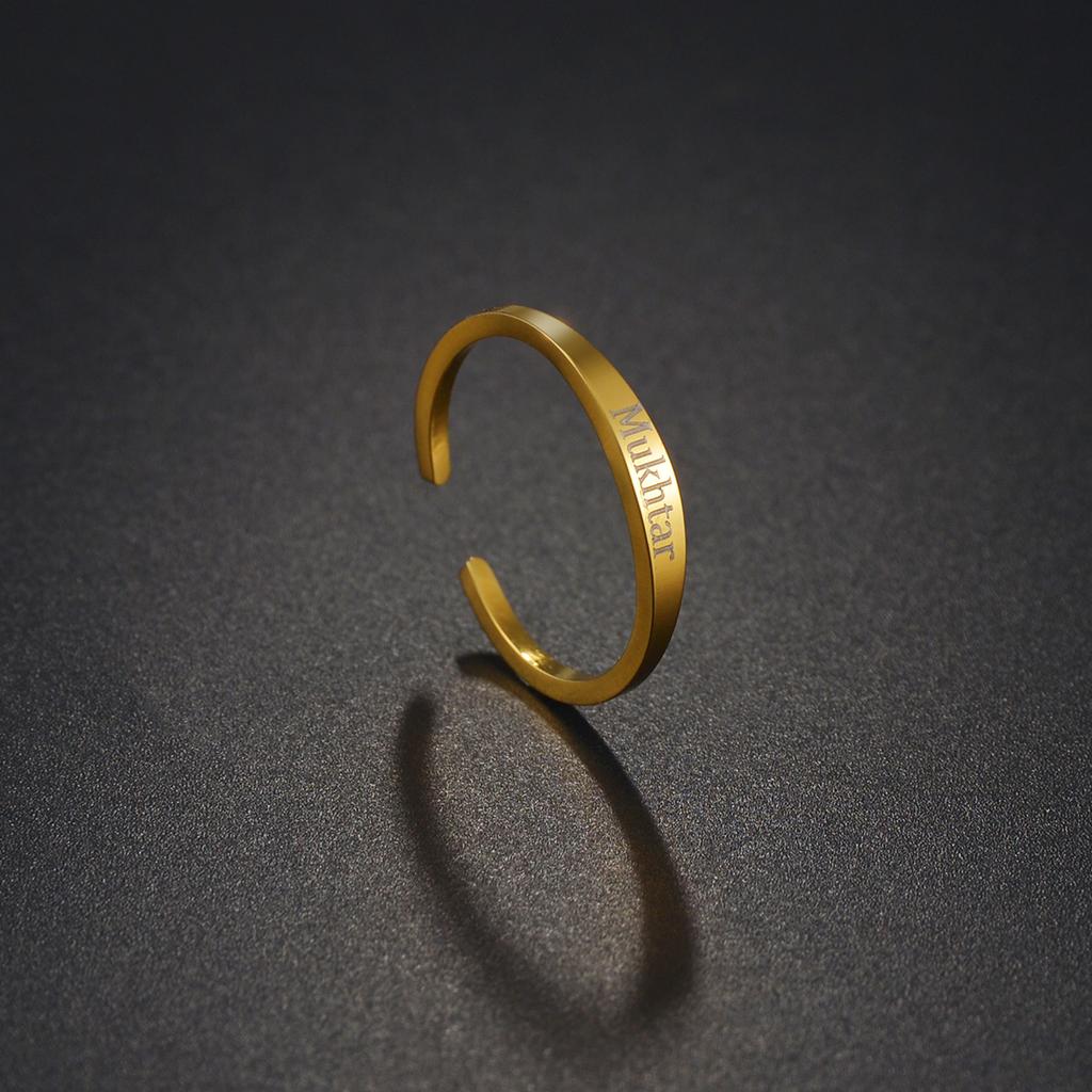 Atoztide Custom Name Ring Unique Personalized Charm Fashion Stainless Steel Letter Gold Color For Women Girlfriend Jewelry Gift