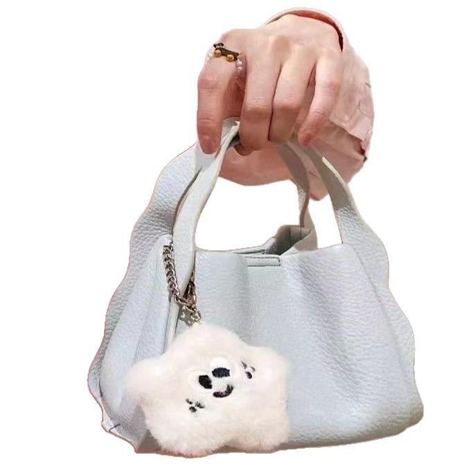 Portable blue bucket bag women's 2025 new early spring high-end vegetable basket bag shoulder messenger bag