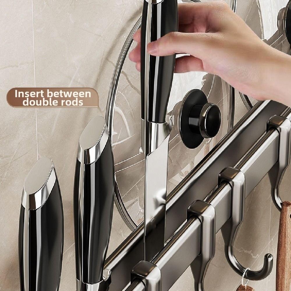 Wall Mounted Kitchen Organizer Hook Double Pole Kitchen Utensil Organizer  Home
