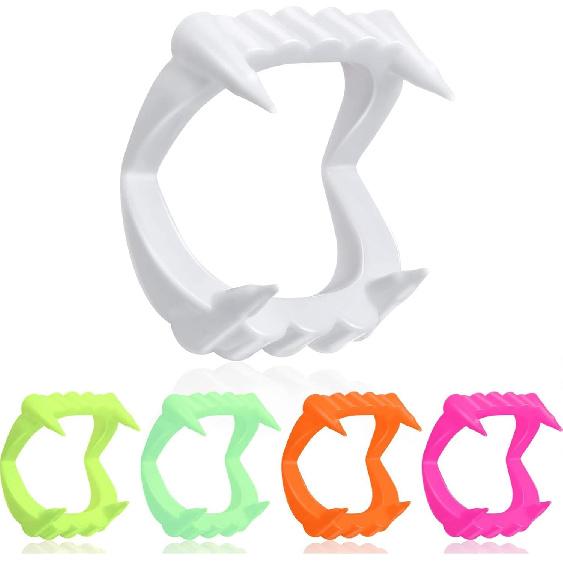 Boao 30 Pcs Halloween Vampire Teeth Bulk Plastic Vampire Fangs Bright Color Fake Teeth Cosplay Costume Accessories for Boys and Girls Halloween Party