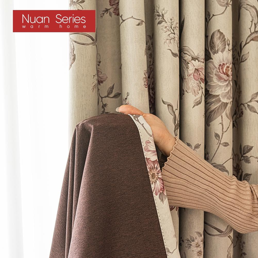 1PC Nuan Series French Retro Pink Peony Floral Curtains American Countryside Thick Curtains for Bedroom Living Room Window for Home Decor