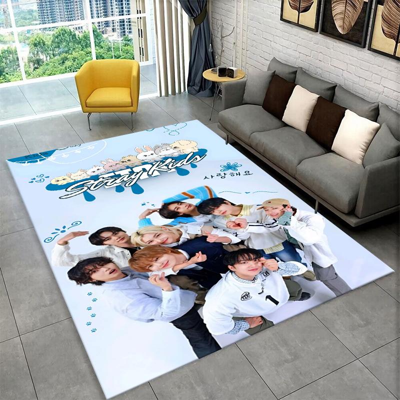 Kpop Stray Kids Music Star Carpet Rug for Playroom Bedroom Living Room Sofa Home Decor,kid Area Rug Non-slip Floor Mat Gift