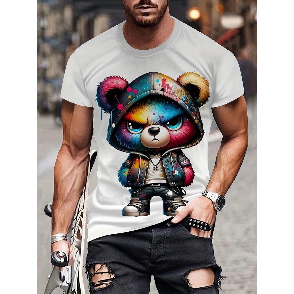 Fashion Dog Pattern Men's T-shirt Short Sleeved T-shirt Summer Oversized T-shirt Round Neck Casual Animal 3D Printed Top Men's Clothing