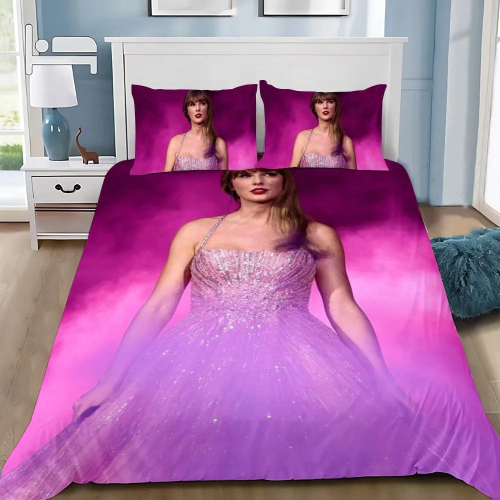 Cantante Pop Femminile Taylors Set Biancheria da Letto Stampa 3D Celebrità Swift Copripiumino Federa Kit Letto Famosa Star Copripiumino Set Letto