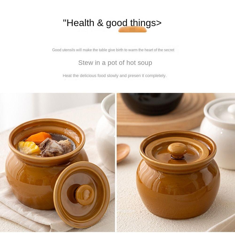 350ml/400ml Ceramic Stew Pot Thickened Simmering Jar Convenient Porcelain Steaming Pot Cooking