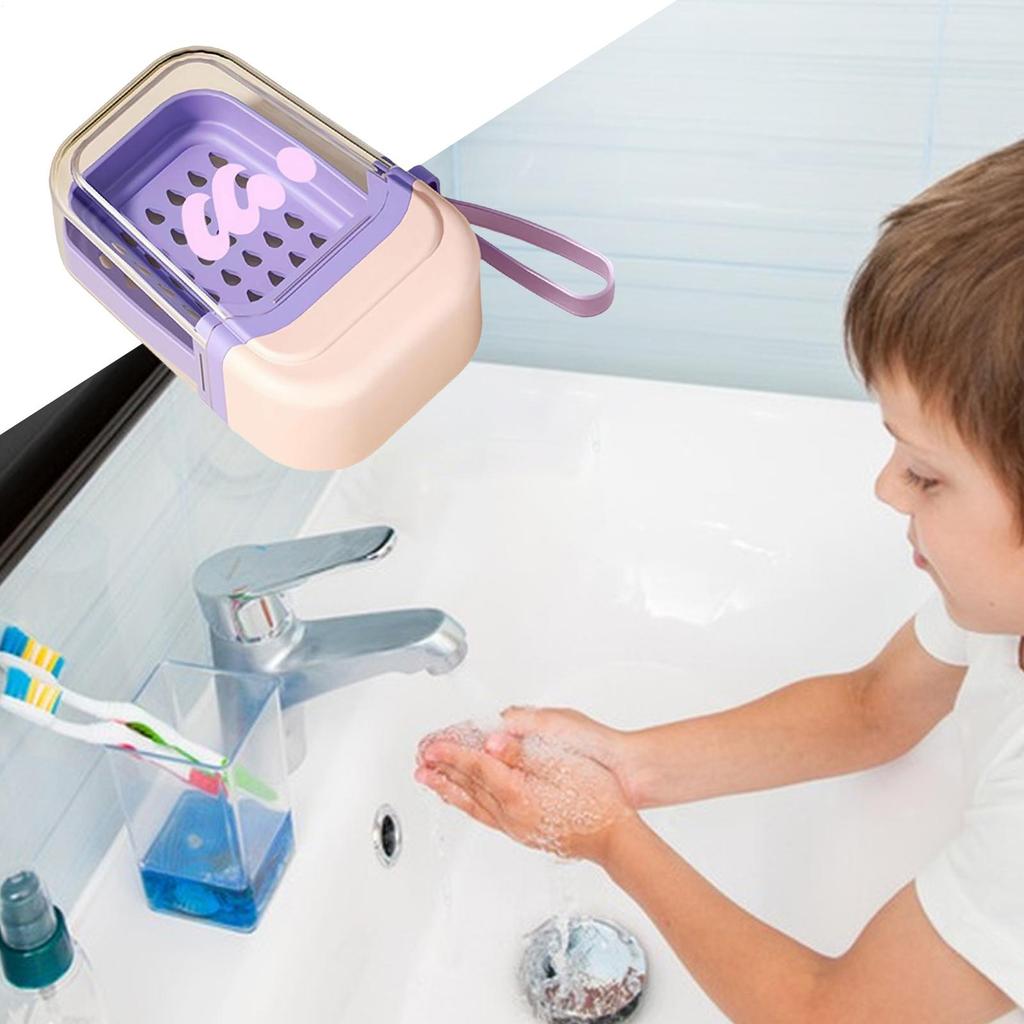 Reise Seifendose Seifenablage Abtropfschale mit Trageband Doppelschichtige Kompakte Ablage für Dusche Outdoor Camping Urlaub Schule