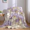 Lavender Iris Breeze Flannel Blanket Warm Soft Halloween Christmas Couch Warm Cozy Decorative Decor Gift for All Season