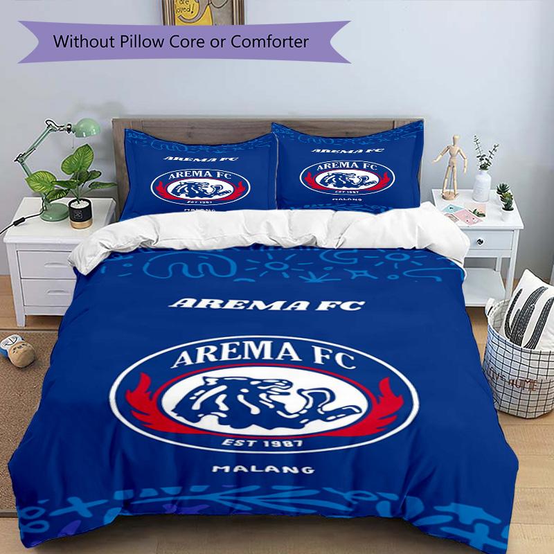 Arema Football Club Printed Pattern Duvet Cover Set – Includes 1 Duvet Cover and 2 Matching Pillowcases Bedroom Decor Christmas Gifts