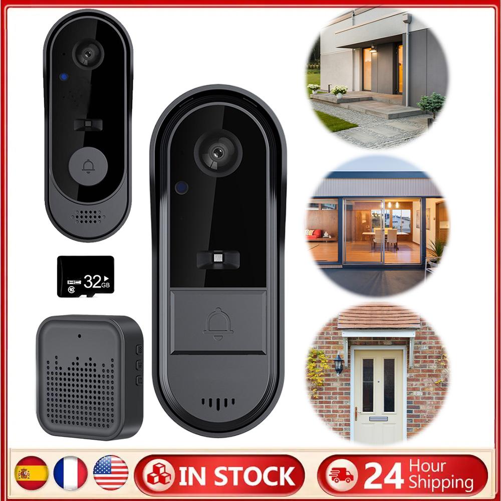 Wireless Video Doorbell with Chime 2-Way Talk Smart Video Doorbell Camera Night Vision Intelligent Doorbell for Home Security