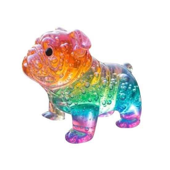 Colorful Glass Dog Ornaments Rainbow Gradient Puppy Figurines Decorative Dog Sculpture Gift for Holidays Birthdays