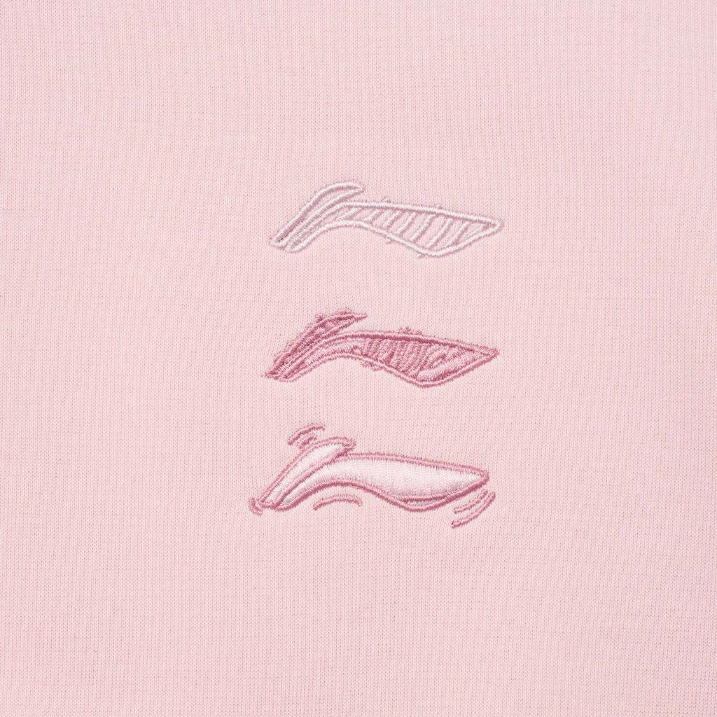 Li Ning Sports Lifestyle Serie Einfarbiges Logo Fleece Warm Lockerer Pullover Damen Sweatshirt Hellrosa AWDTE48-5