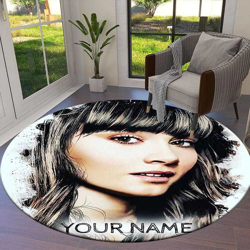 Aitana Custom Name Round Area Rug,Carpet Rug for Living Room Bedroom Sofa Playroom Decor,Non-slip Floor Mat