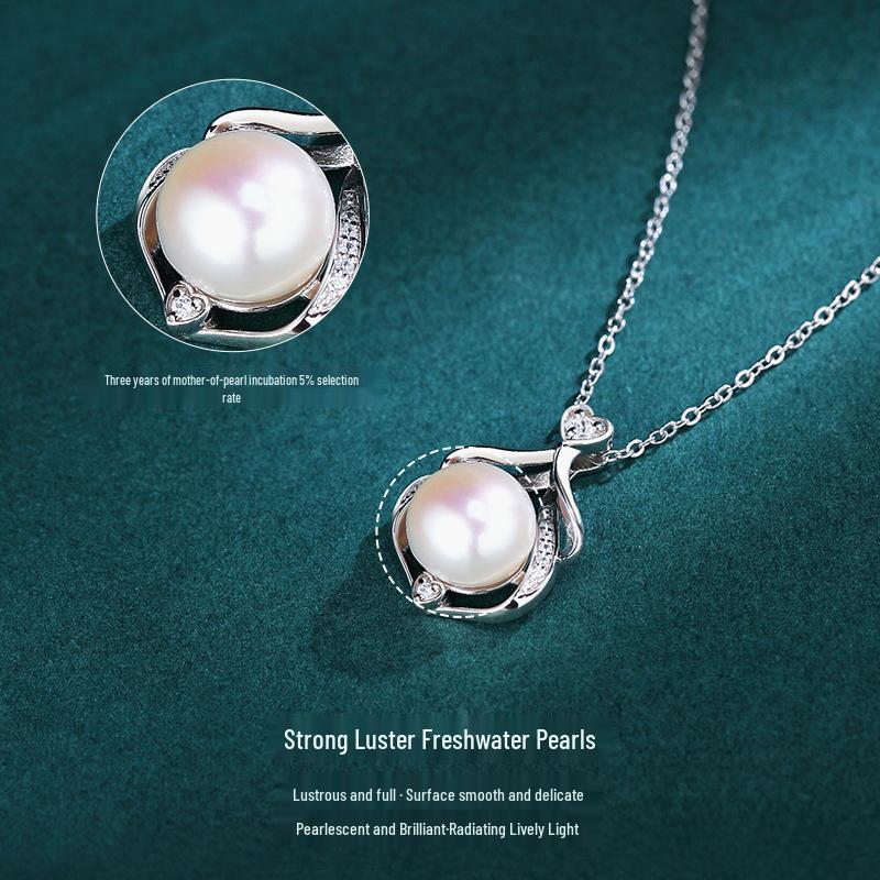 S925 Sterling Silver Heart Necklace with Freshwater Pearl Pendant - Fashionable Luxury for Women, Perfect for Qixi Festival.